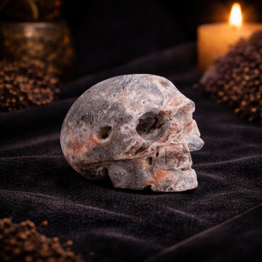 Calcite Geode Skull – Natural Crystal Carving - Luna Temple