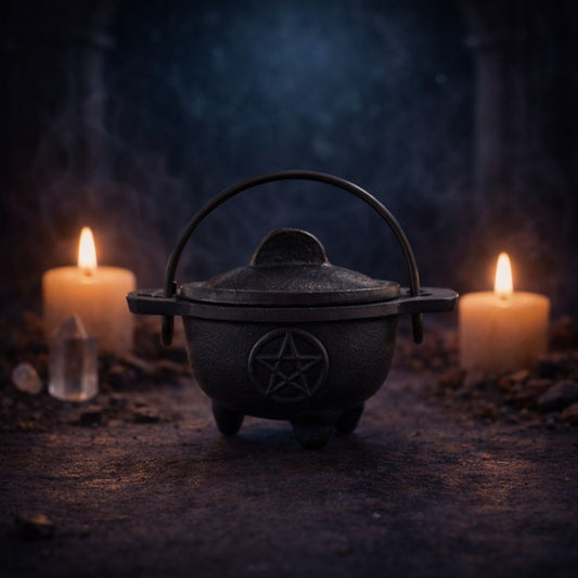 Cast Iron Cauldron with Pentagon - Luna Temple