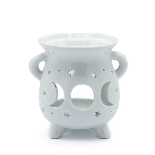 Cauldron Oil Burner – Moon Phase – White - Luna Temple