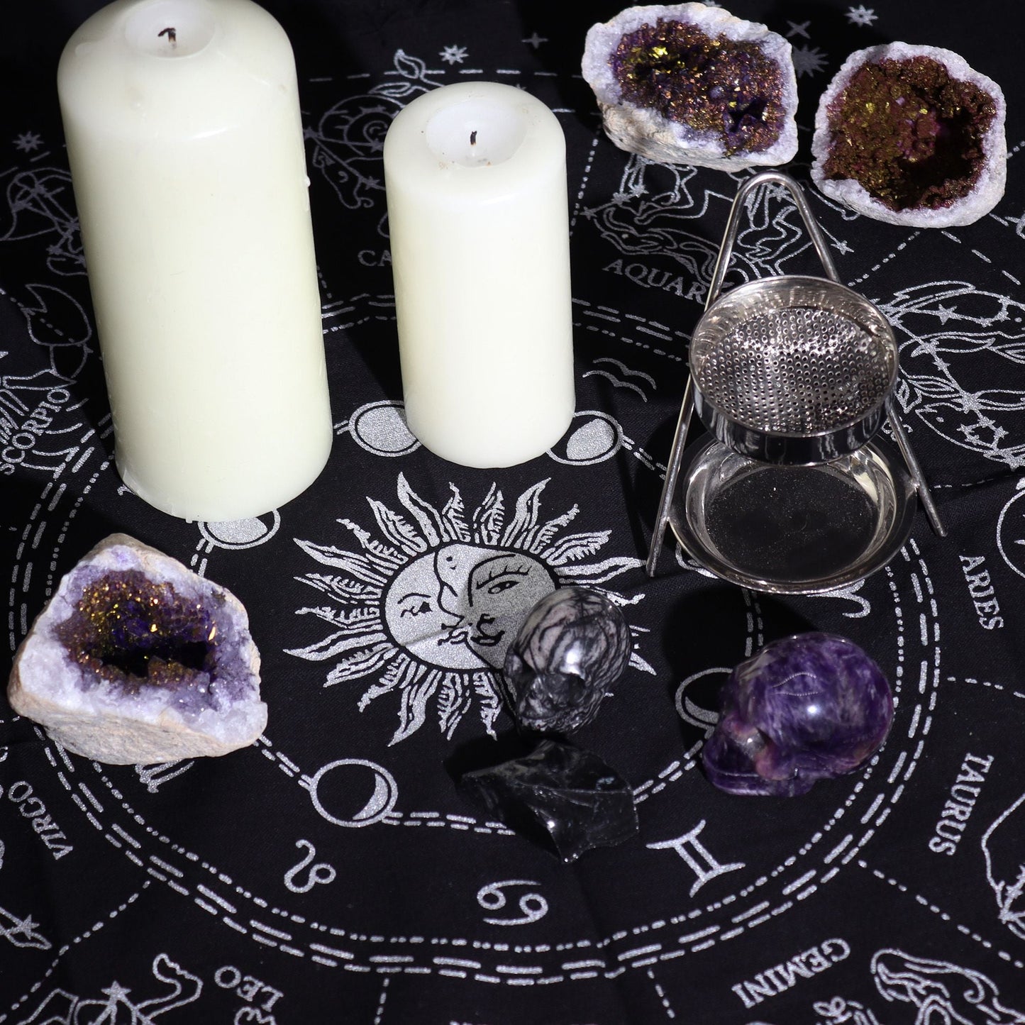 Esoteric Fringed Altar Cloth - Horoscope - Luna Temple