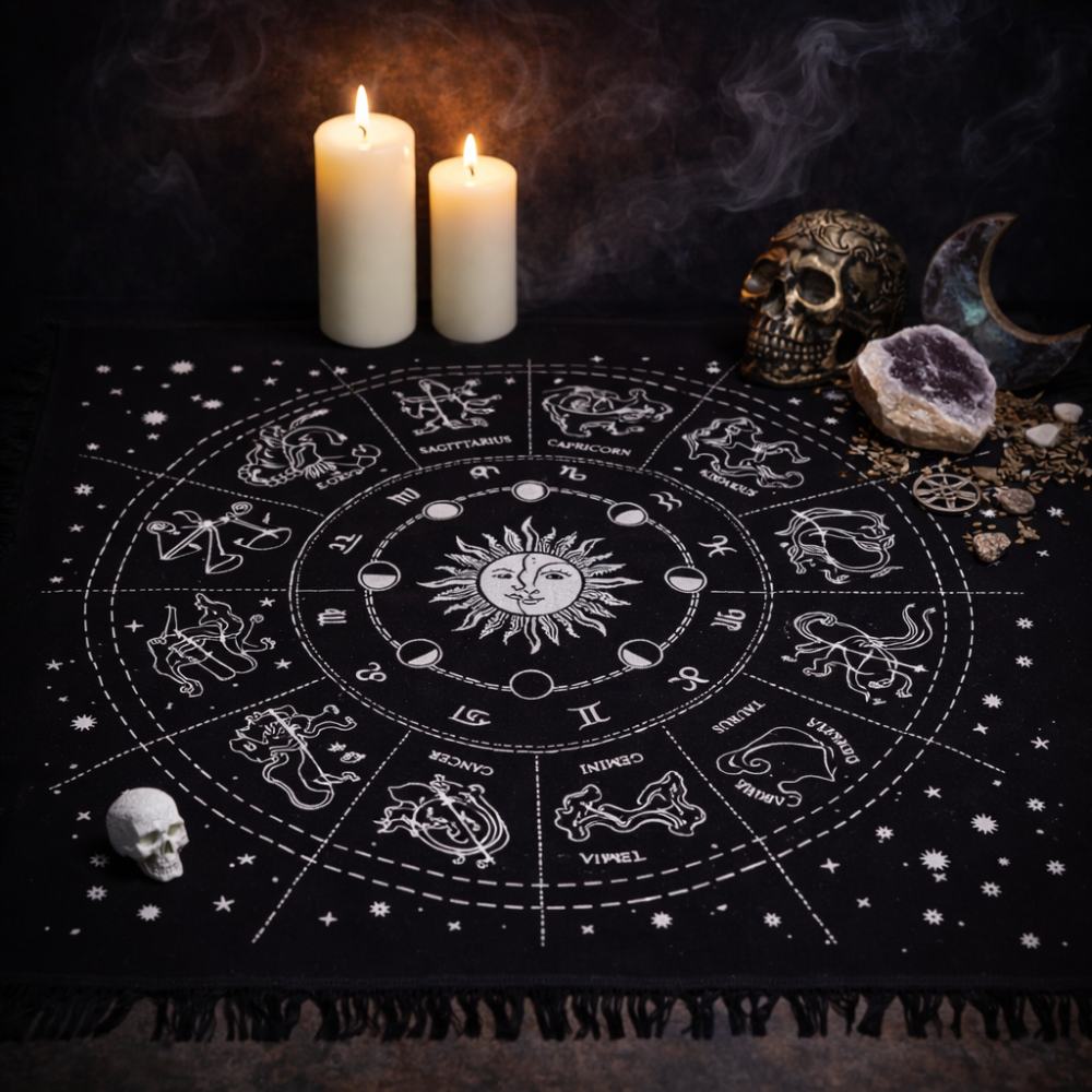 Esoteric Fringed Altar Cloth - Horoscope - Luna Temple