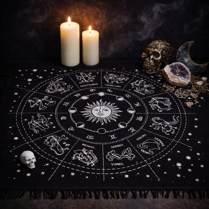 Esoteric Fringed Altar Cloth - Horoscope - Luna Temple