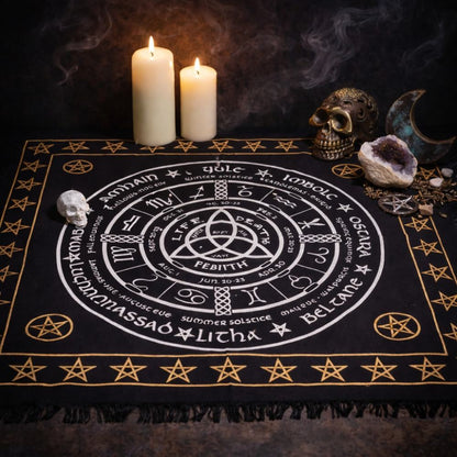 Esoteric Fringed Altar Cloth – Life, Death & Rebirth - Luna Temple