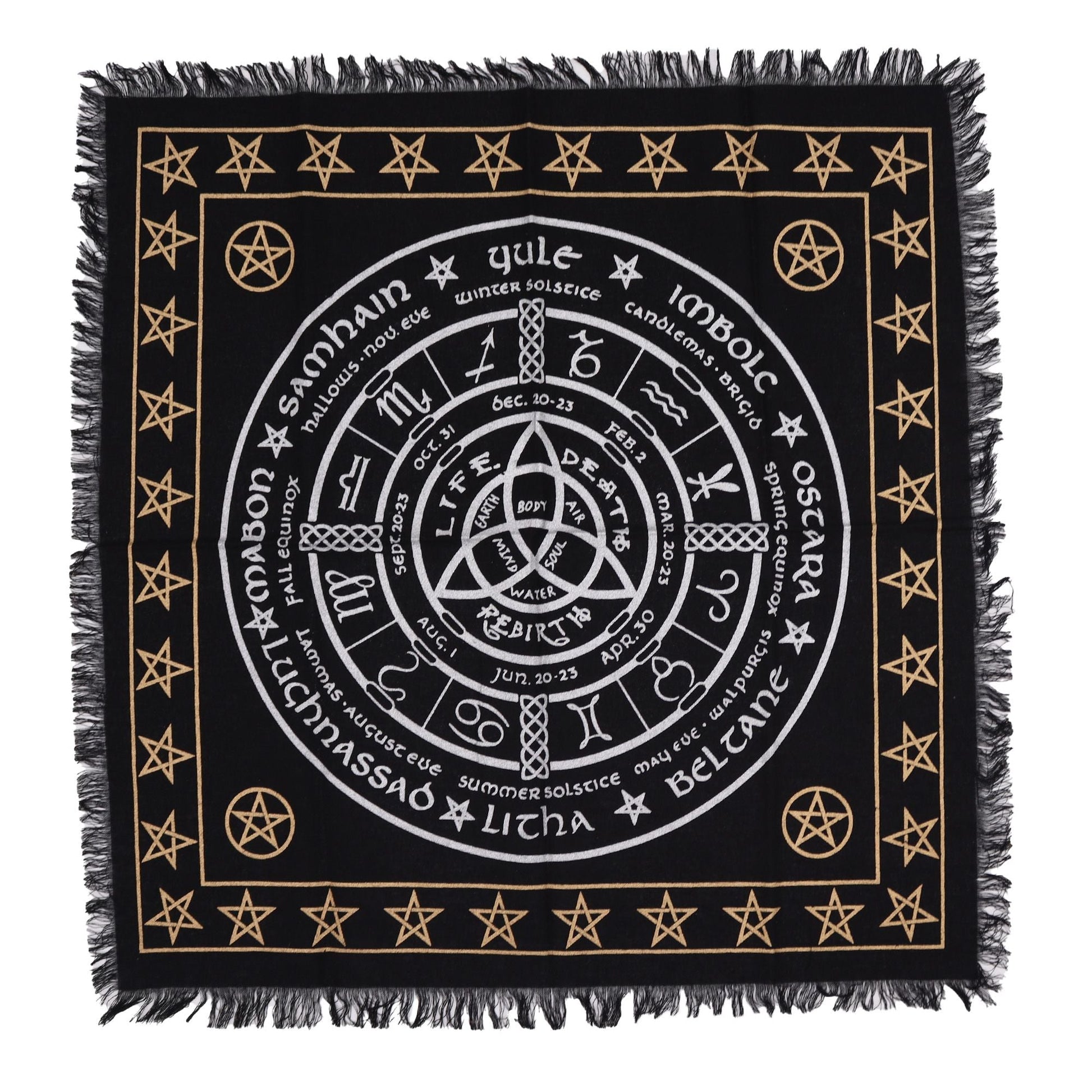 Esoteric Fringed Altar Cloth – Life, Death & Rebirth - Luna Temple