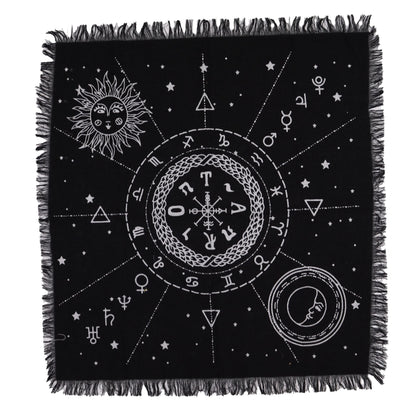 Esoteric Fringed Altar Cloth - Moon & Sun Chart - Luna Temple