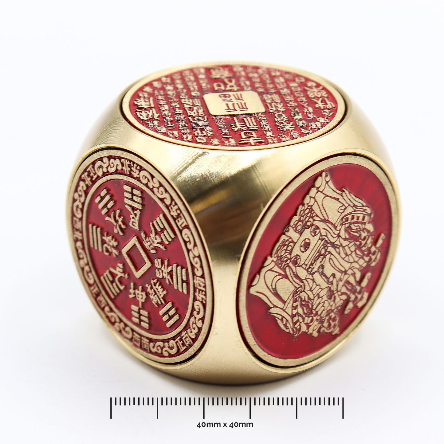 Feng Shui Fortune - Red & Brass Prosperity Cube - Flat - Luna Temple