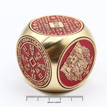 Feng Shui Fortune - Red & Brass Prosperity Cube - Flat - Luna Temple