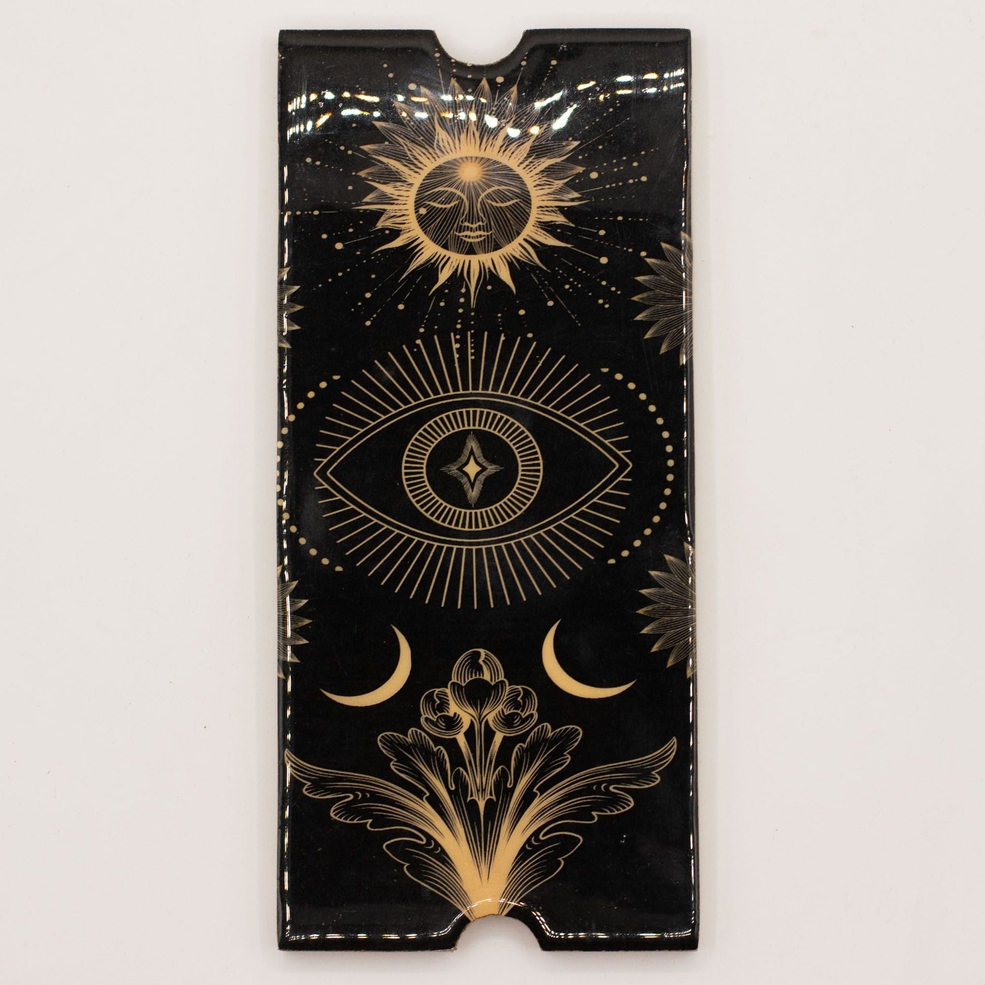 Four Section Tarot Box (Black) with Card Holder - Luna Temple