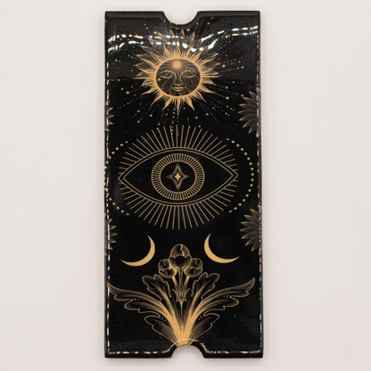 Four Section Tarot Box (Black) with Card Holder - Luna Temple