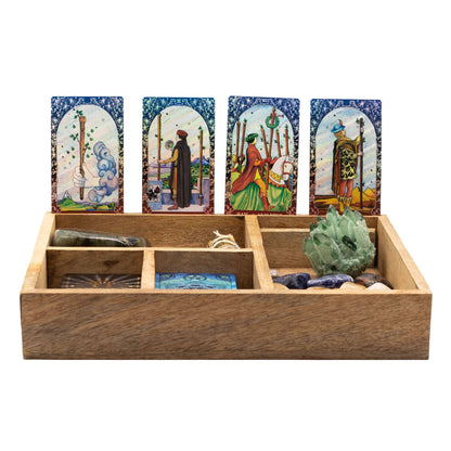 Four Section Tarot Box (Black) with Card Holder - Luna Temple