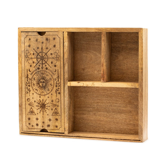 Four Section Tarot Box with Card Holder - Luna Temple