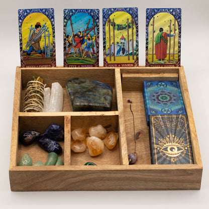 Four Section Tarot Box with Card Holder - Luna Temple