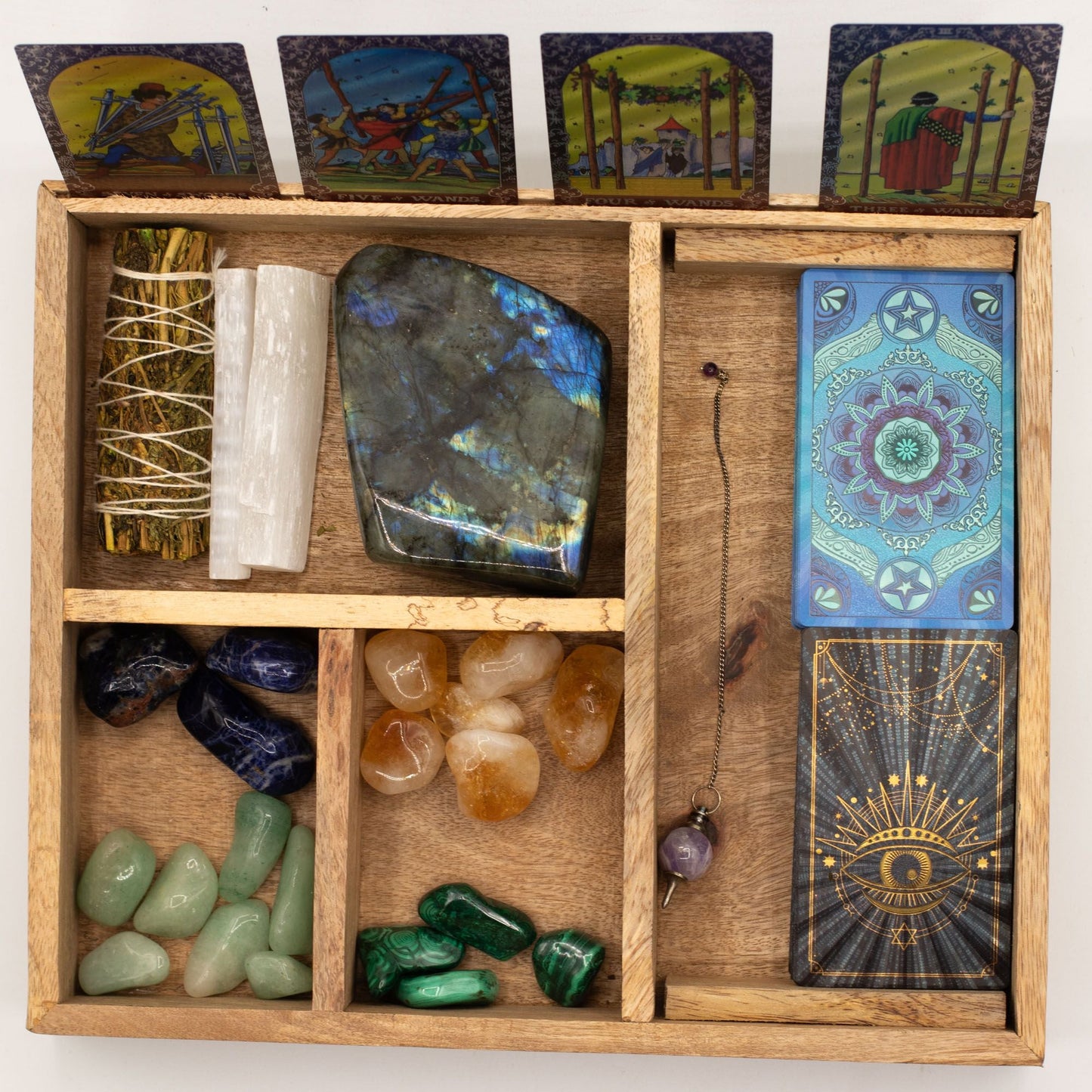 Four Section Tarot Box with Card Holder - Luna Temple