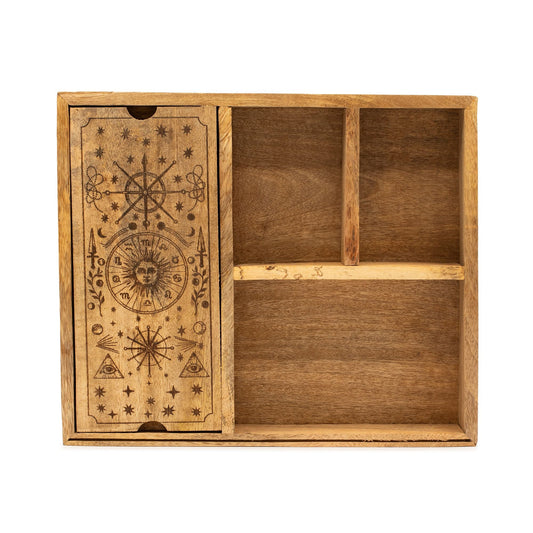 Four Section Tarot Box with Card Holder - Luna Temple