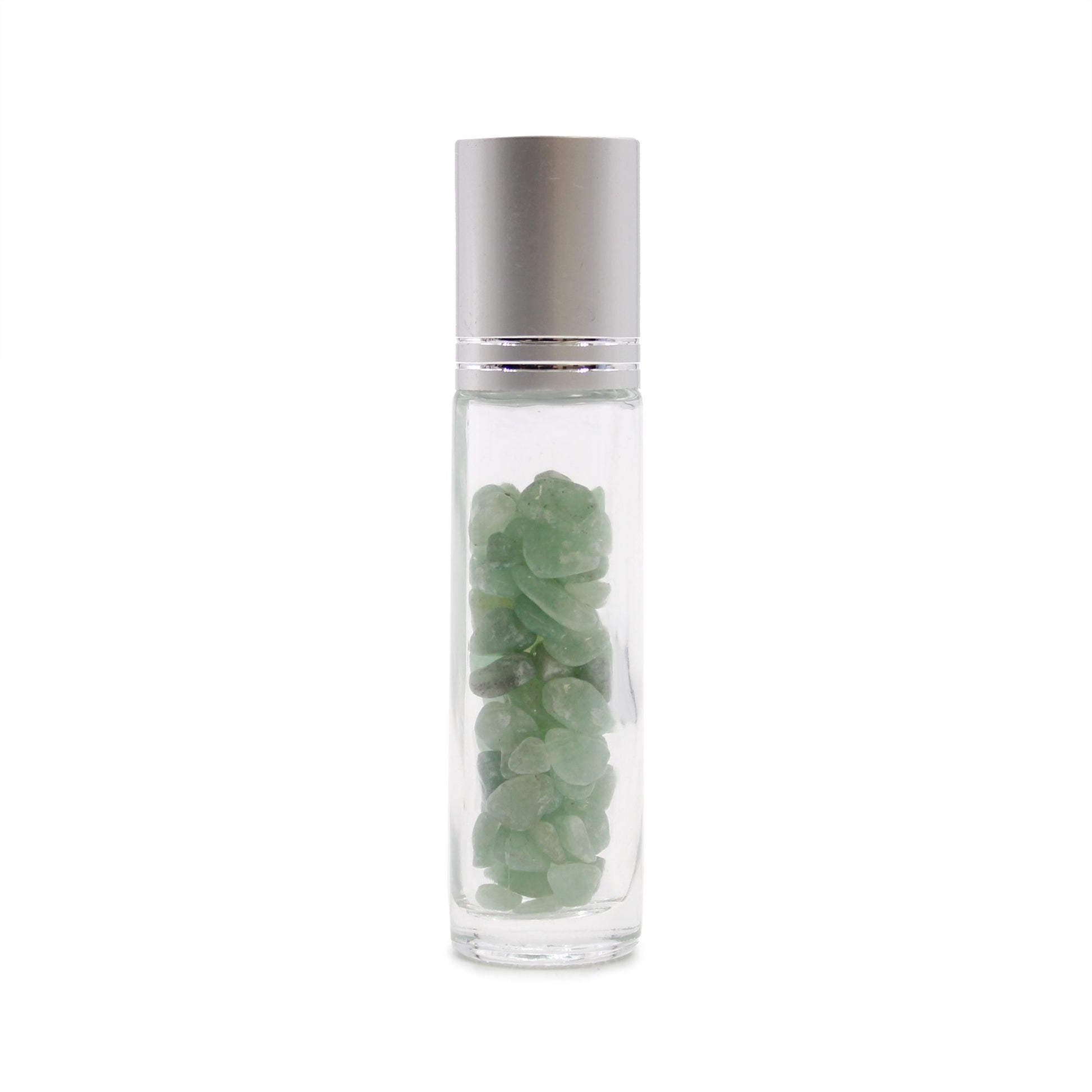 Gemstone Essential Oil Roller Bottle - Aventurine - Silver Cap - Luna Temple
