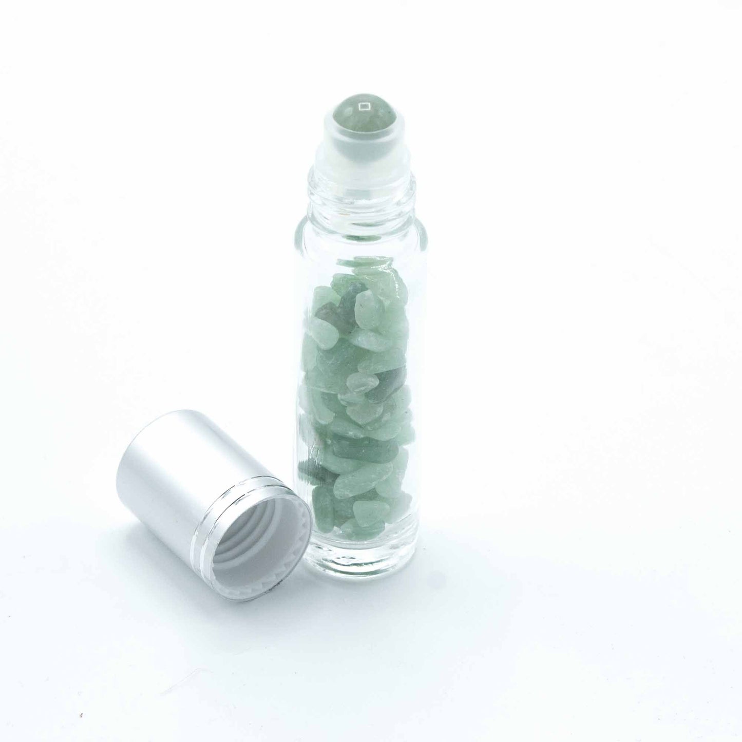 Gemstone Essential Oil Roller Bottle - Aventurine - Silver Cap - Luna Temple