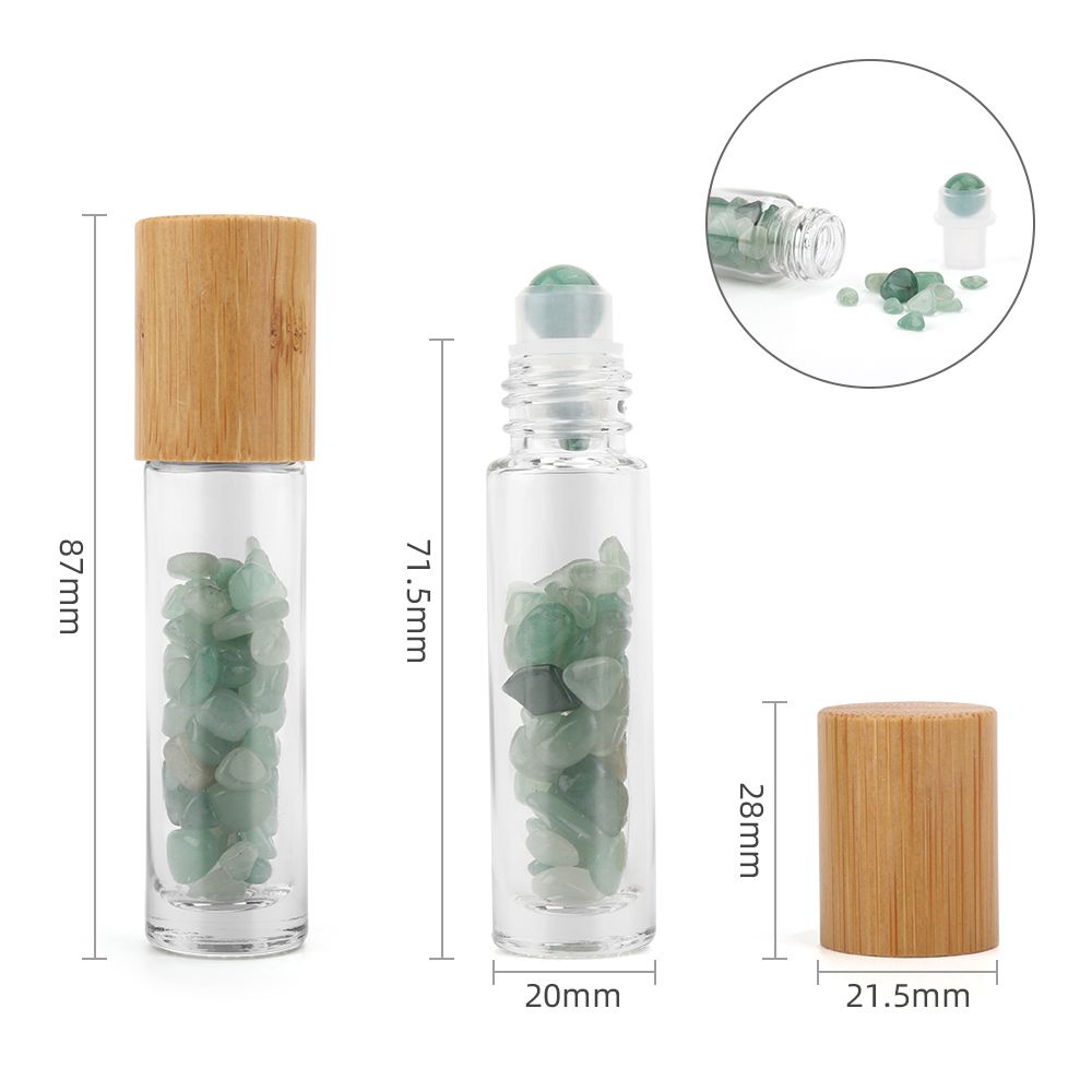 Gemstone Essential Oil Roller Bottle - Aventurine - Wooden Cap - Luna Temple