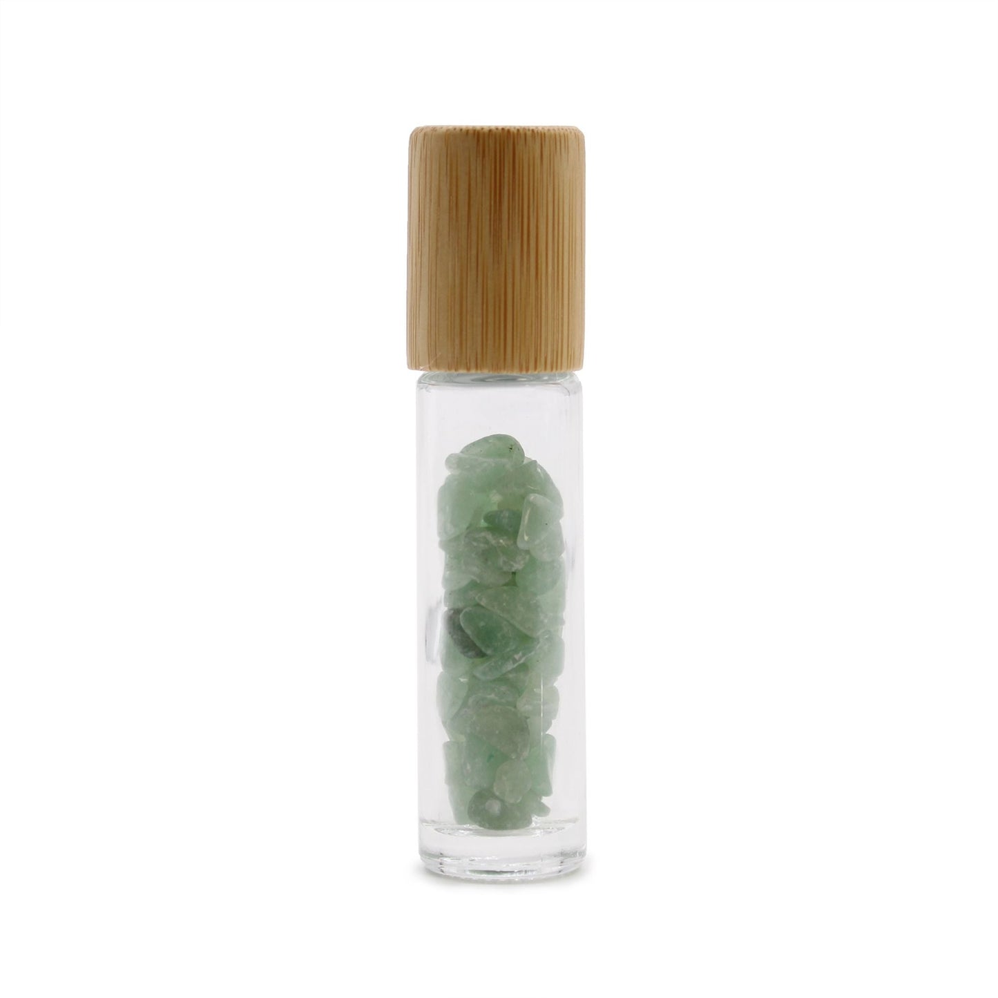 Gemstone Essential Oil Roller Bottle - Aventurine - Wooden Cap - Luna Temple