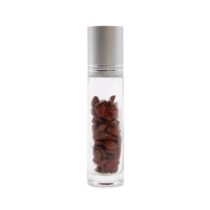 Gemstone Essential Oil Roller Bottle - Red Jasper - Silver Cap - Luna Temple