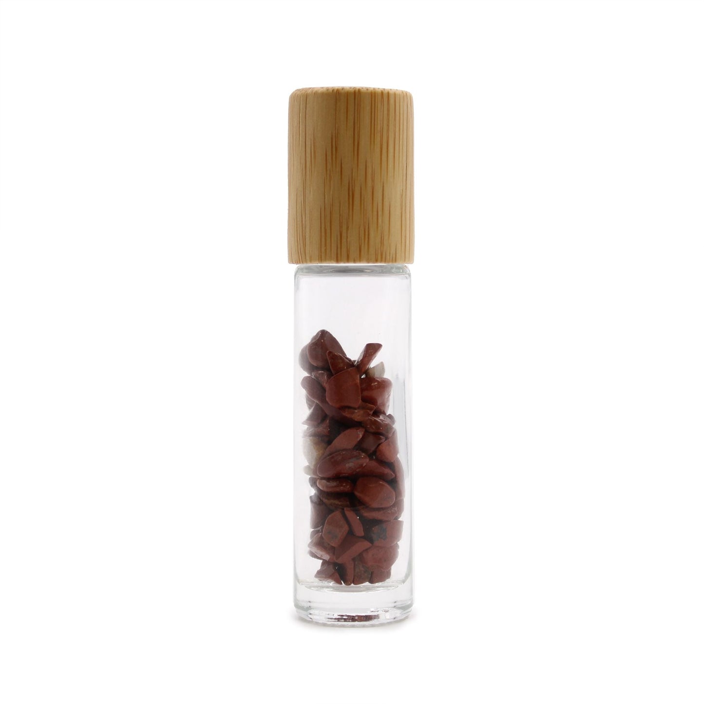 Gemstone Essential Oil Roller Bottle - Red Jasper - Wooden Cap - Luna Temple