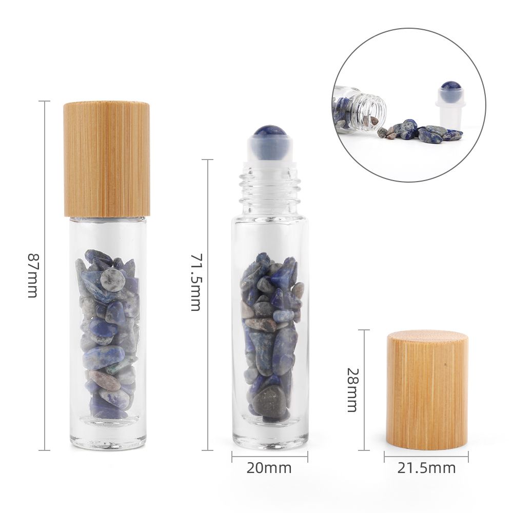 Gemstone Essential Oil Roller Bottle - Sodalite - Wooden Cap - Luna Temple