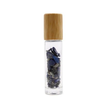 Gemstone Essential Oil Roller Bottle - Sodalite - Wooden Cap - Luna Temple