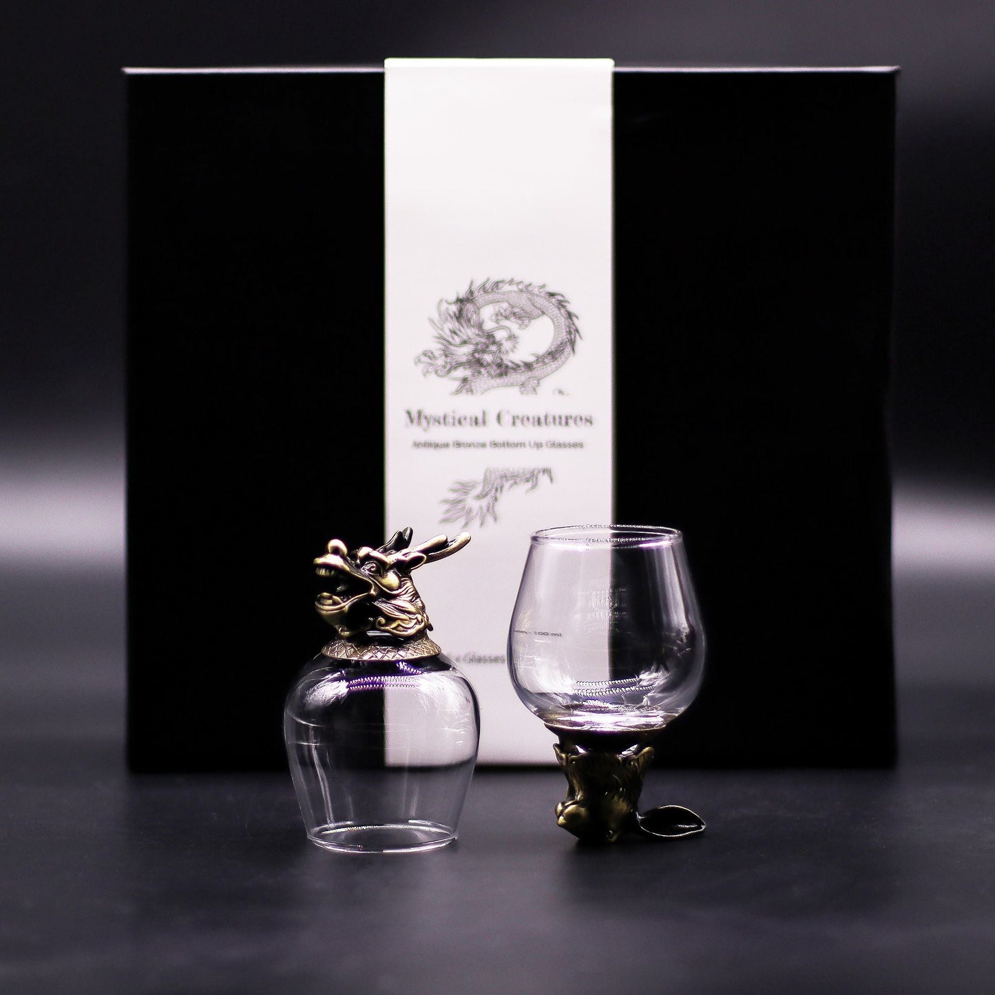 Gift Set of 6 Glasses (100ml) - Mystical Creatures - Antique Bronze - Luna Temple