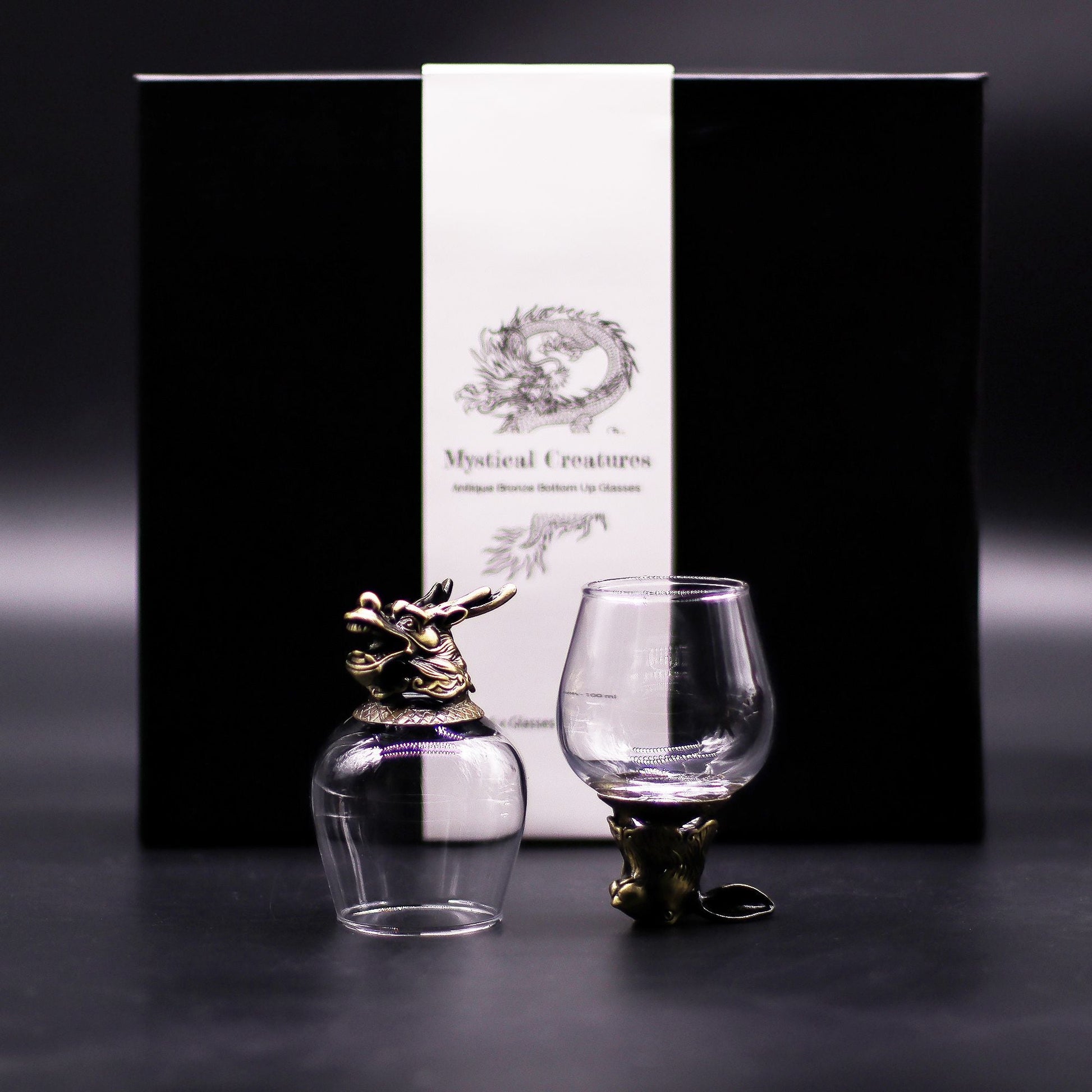 Gift Set of 6 Glasses (100ml) - Mystical Creatures - Antique Bronze - Luna Temple