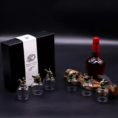 Gift Set of 6 Glasses (100ml) - Mystical Creatures - Antique Bronze - Luna Temple