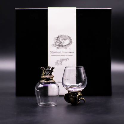 Gift Set of 6 Glasses (100ml) - Mystical Creatures - Antique Bronze - Luna Temple