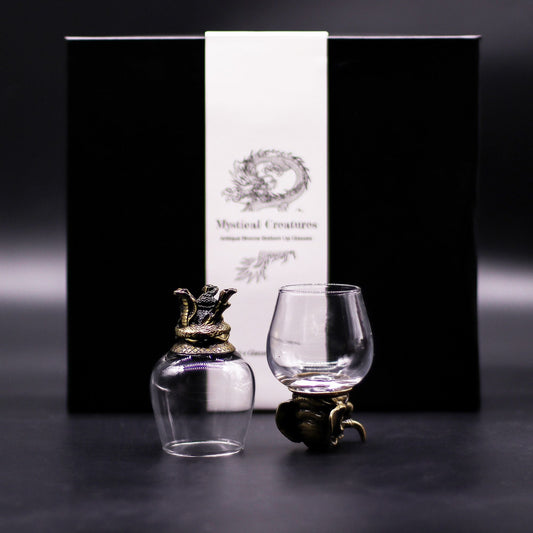 Gift Set of 6 Glasses (100ml) - Mystical Creatures - Antique Bronze - Luna Temple