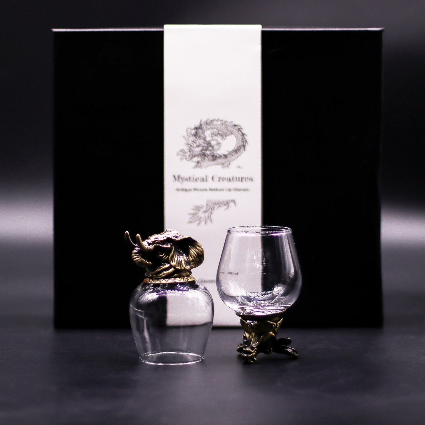 Gift Set of 6 Glasses (100ml) - Mystical Creatures - Antique Bronze - Luna Temple