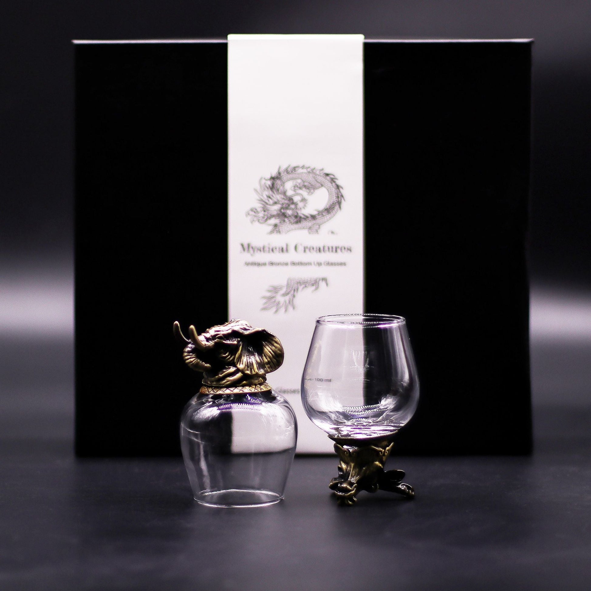 Gift Set of 6 Glasses (100ml) - Mystical Creatures - Antique Bronze - Luna Temple