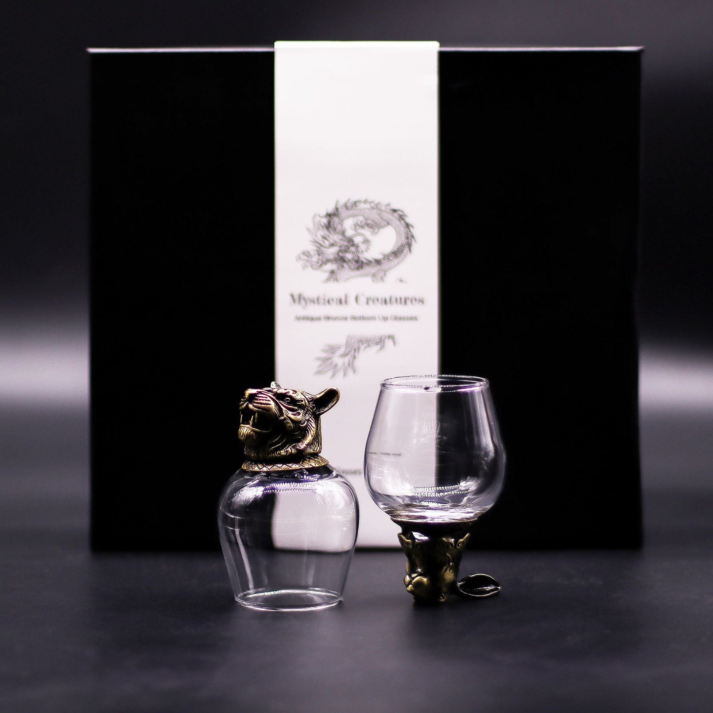 Gift Set of 6 Glasses (100ml) - Mystical Creatures - Antique Bronze - Luna Temple