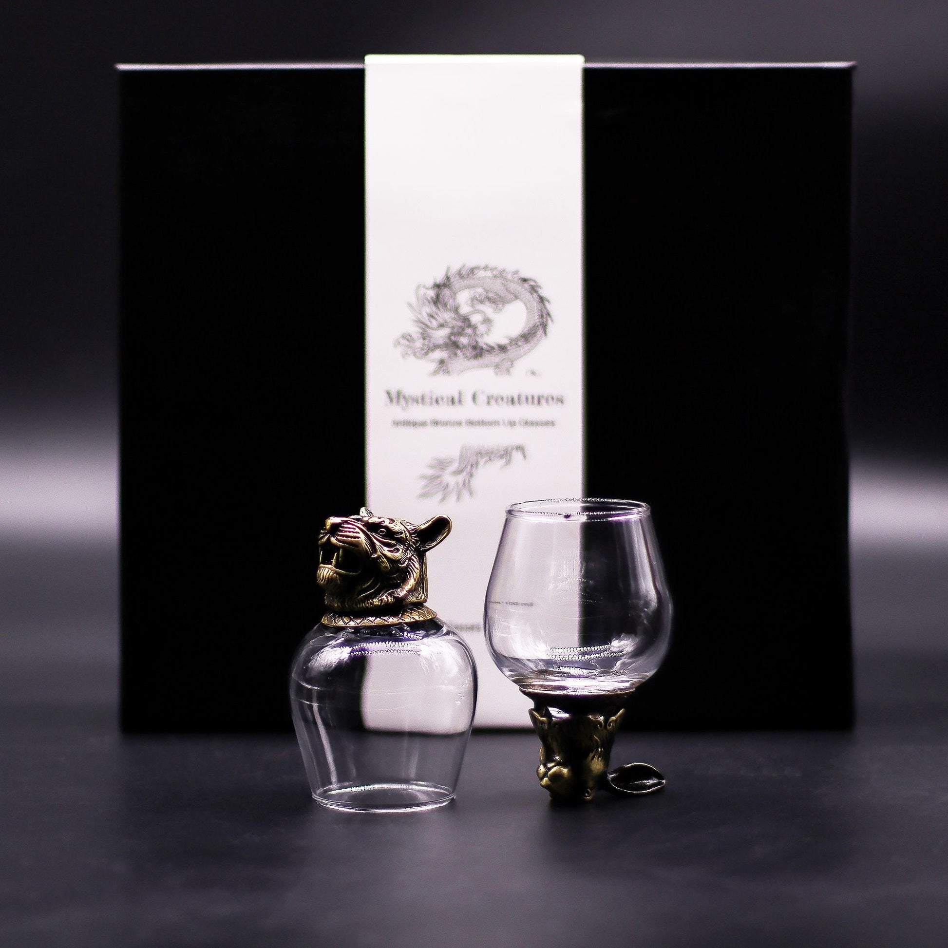 Gift Set of 6 Glasses (100ml) - Mystical Creatures - Antique Bronze - Luna Temple