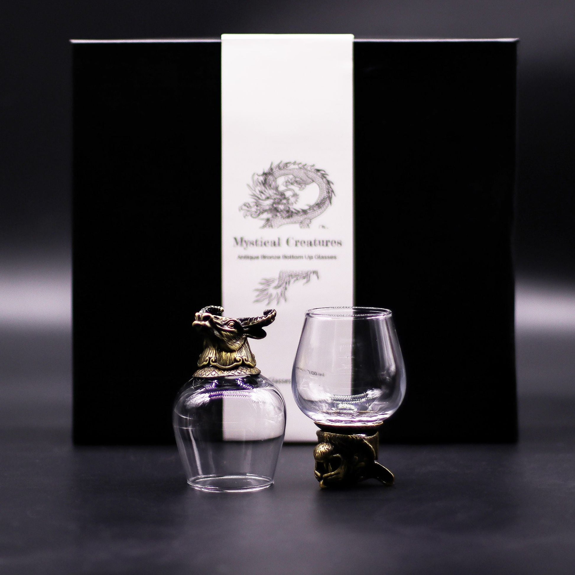 Gift Set of 6 Glasses (100ml) - Mystical Creatures - Antique Bronze - Luna Temple