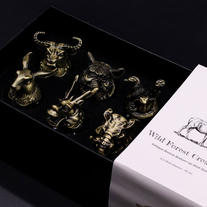 Gift Set of 6 Shot Glasses (50ml) - Mystical Creatures - Antique Bronze - Luna Temple