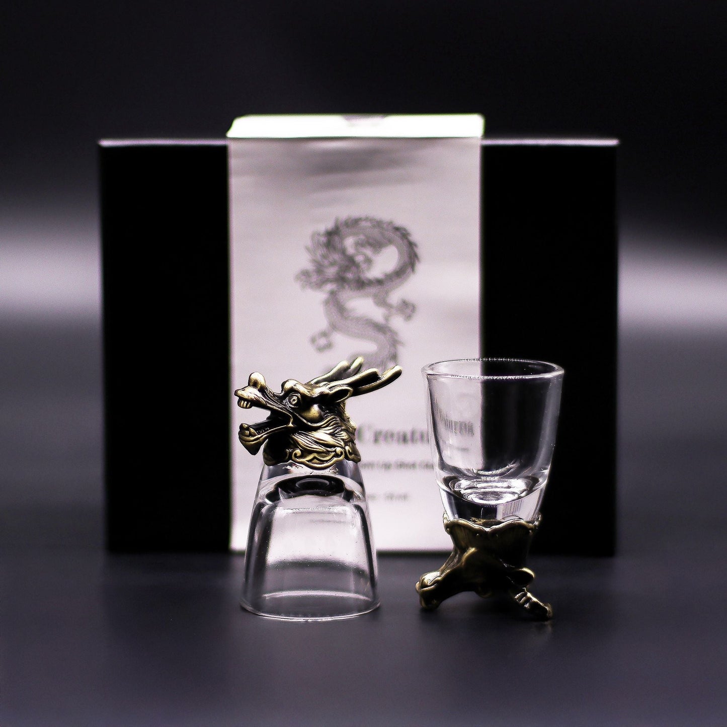 Gift Set of 6 Shot Glasses (50ml) - Mystical Creatures - Antique Bronze - Luna Temple