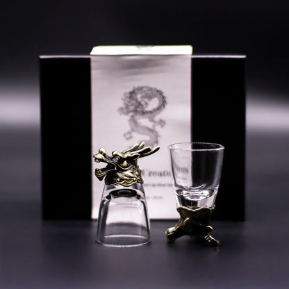Gift Set of 6 Shot Glasses (50ml) - Mystical Creatures - Antique Bronze - Luna Temple
