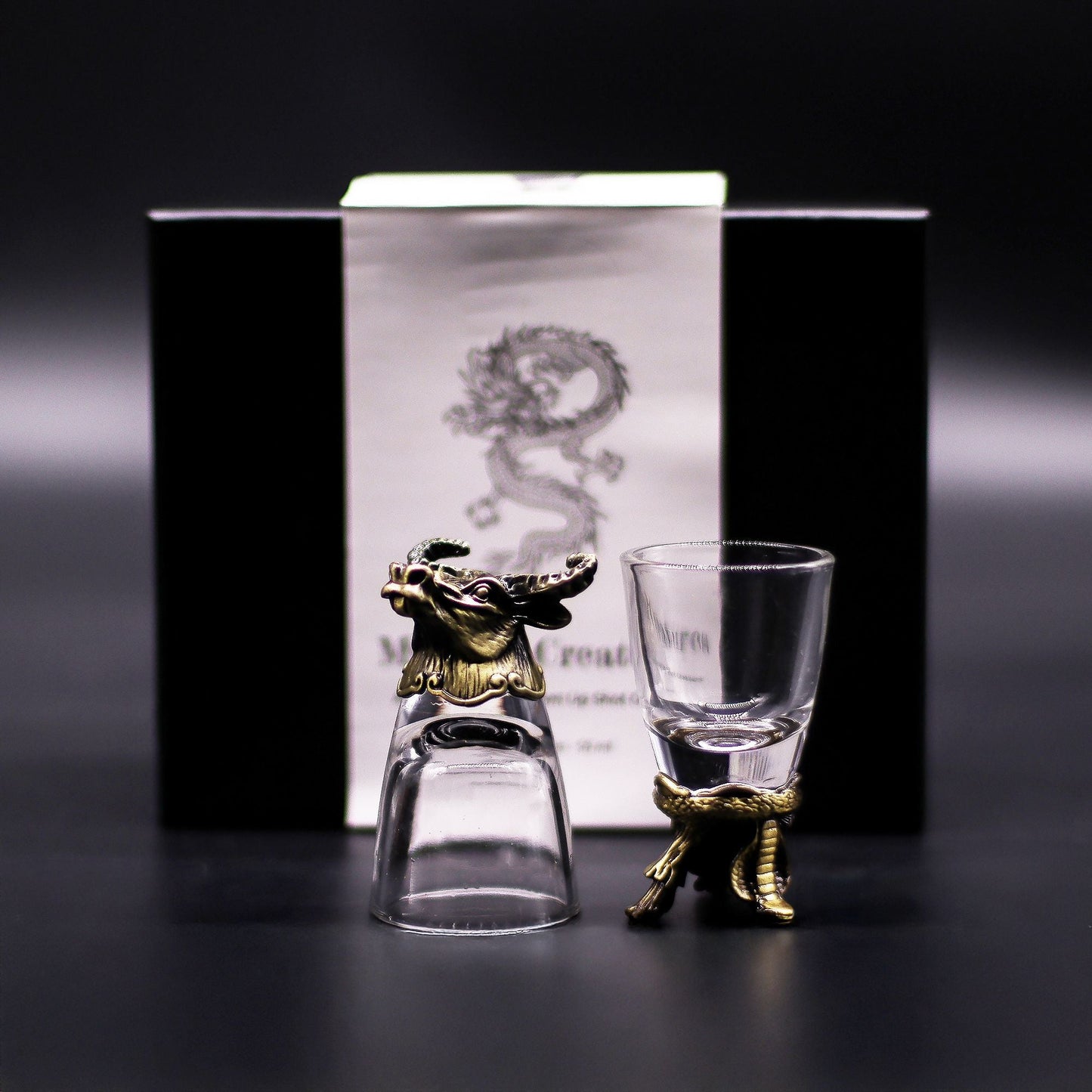 Gift Set of 6 Shot Glasses (50ml) - Mystical Creatures - Antique Bronze - Luna Temple