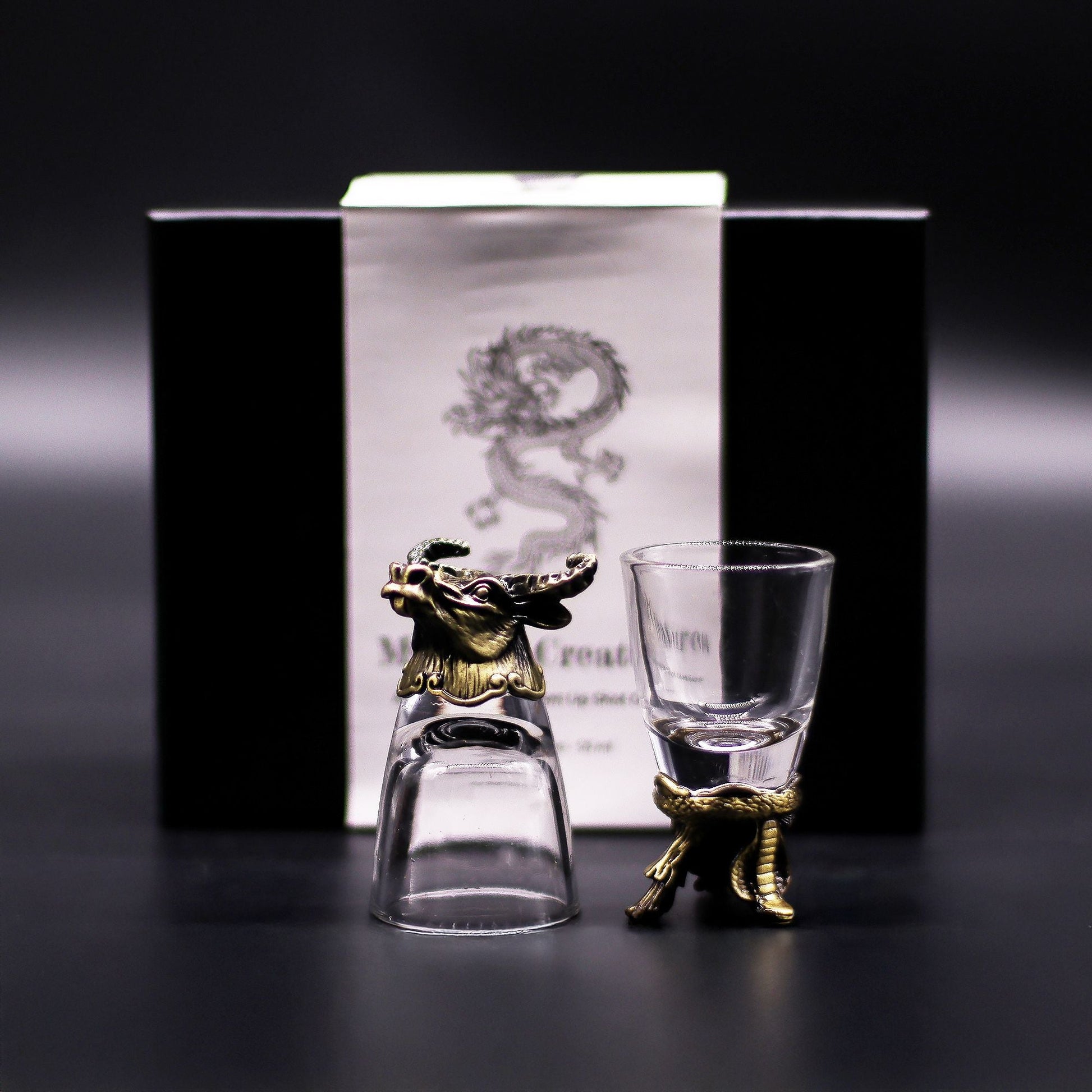 Gift Set of 6 Shot Glasses (50ml) - Mystical Creatures - Antique Bronze - Luna Temple