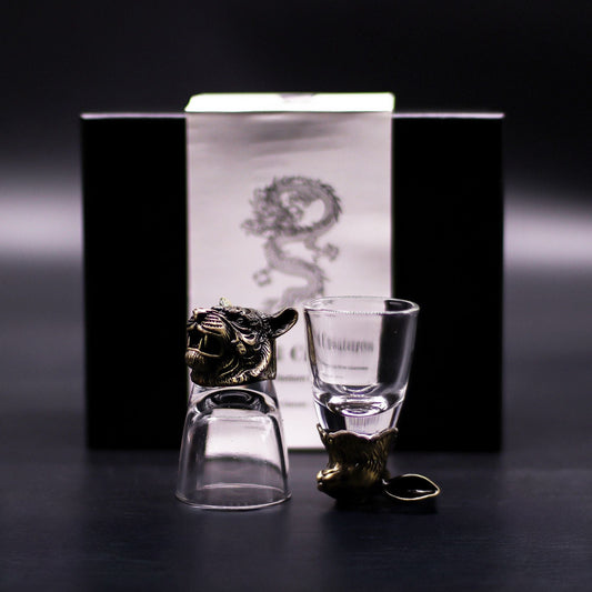 Gift Set of 6 Shot Glasses (50ml) - Mystical Creatures - Antique Bronze - Luna Temple