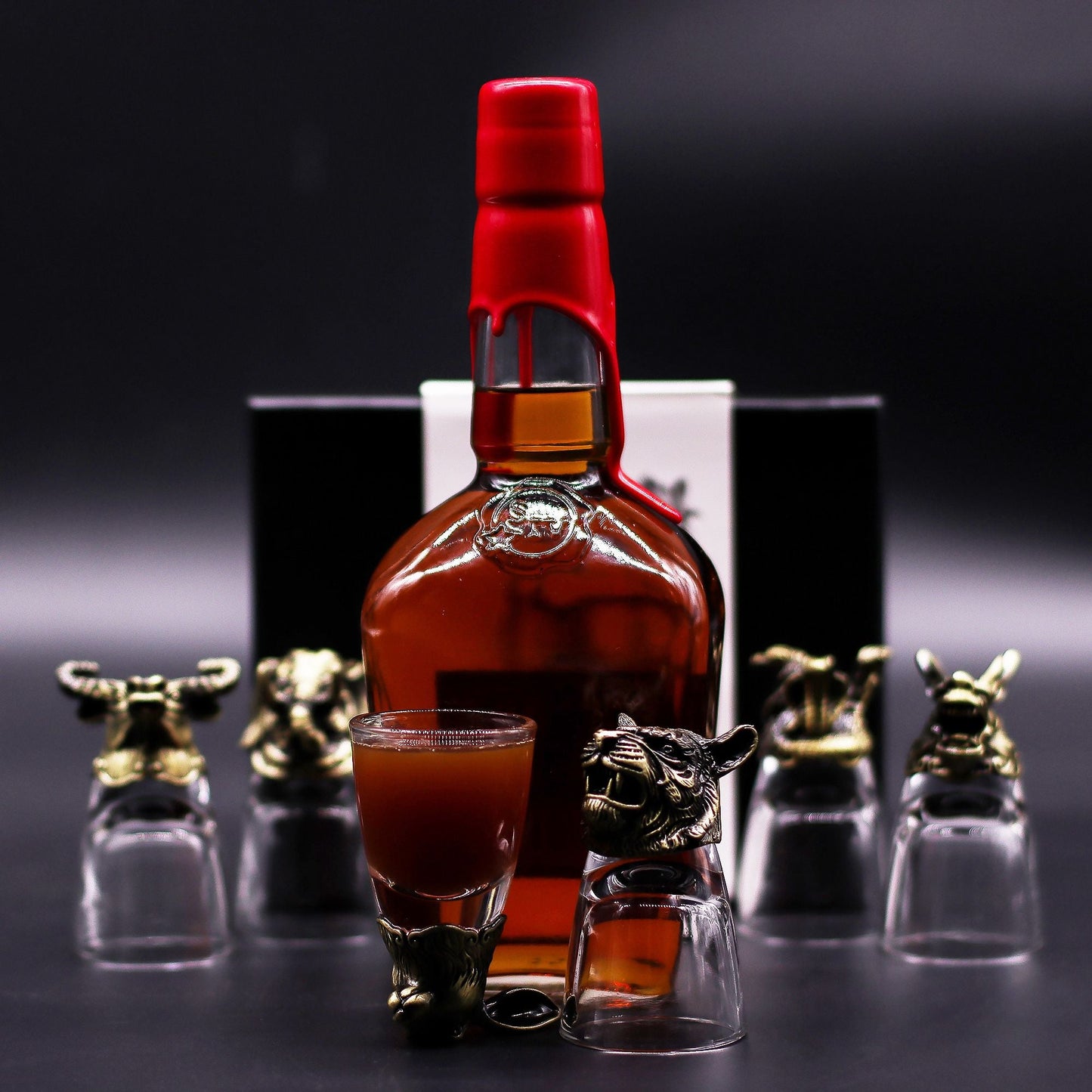 Gift Set of 6 Shot Glasses (50ml) - Mystical Creatures - Antique Bronze - Luna Temple