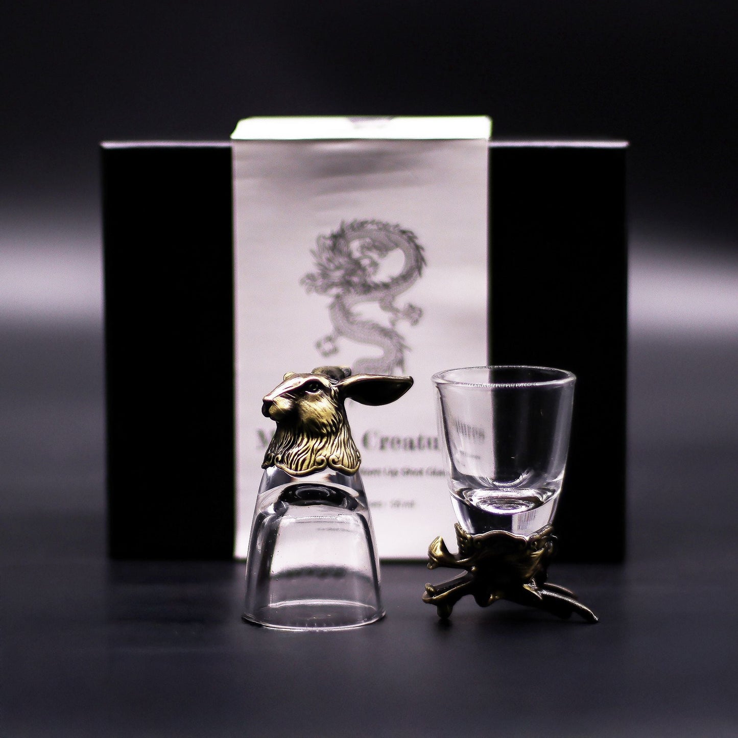 Gift Set of 6 Shot Glasses (50ml) - Mystical Creatures - Antique Bronze - Luna Temple