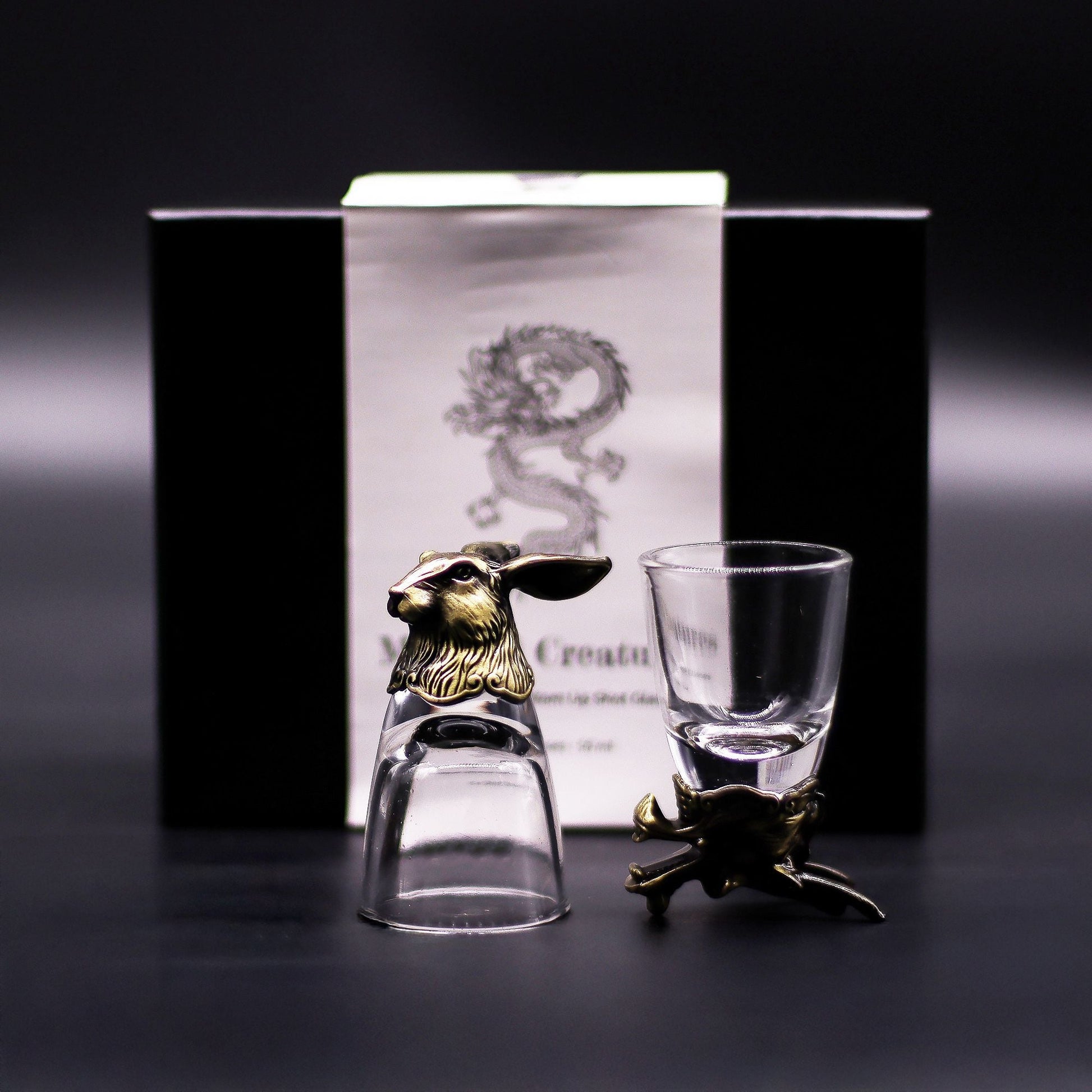 Gift Set of 6 Shot Glasses (50ml) - Mystical Creatures - Antique Bronze - Luna Temple
