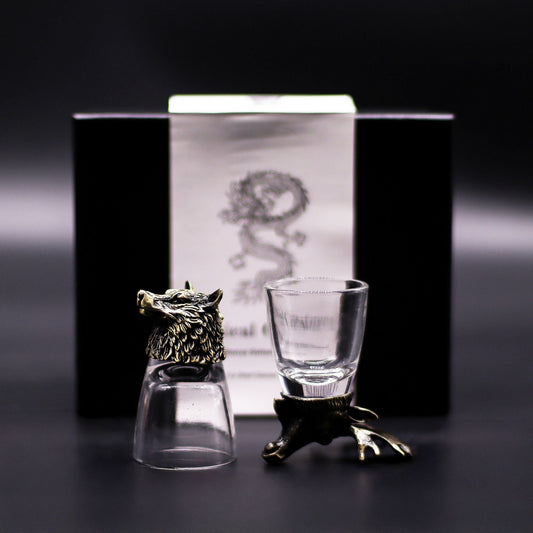 Gift Set of 6 Shot Glasses (50ml) - Wild Forest Creatures - Antique Bronze - Luna Temple