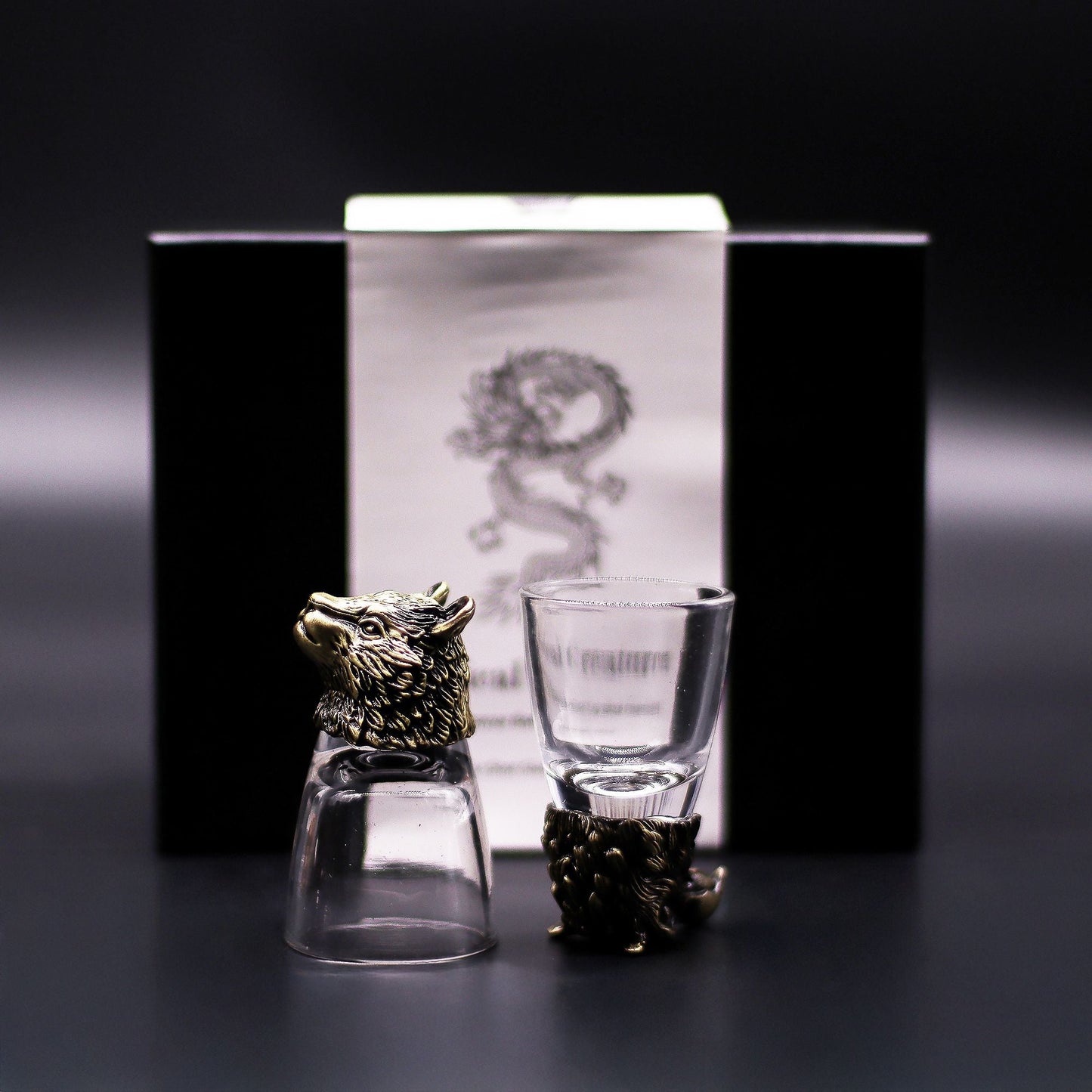 Gift Set of 6 Shot Glasses (50ml) - Wild Forest Creatures - Antique Bronze - Luna Temple