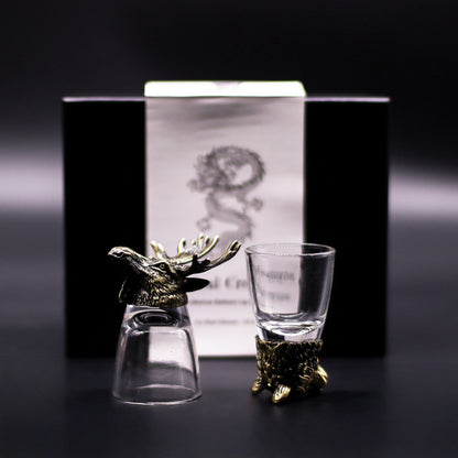 Gift Set of 6 Shot Glasses (50ml) - Wild Forest Creatures - Antique Bronze - Luna Temple