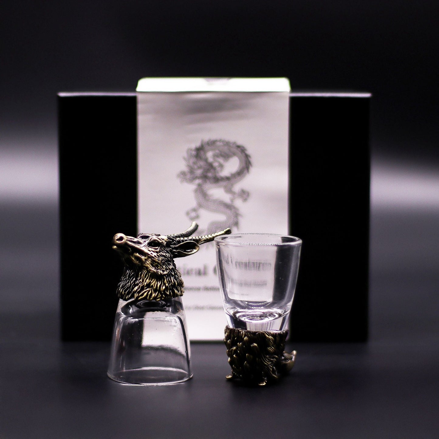 Gift Set of 6 Shot Glasses (50ml) - Wild Forest Creatures - Antique Bronze - Luna Temple