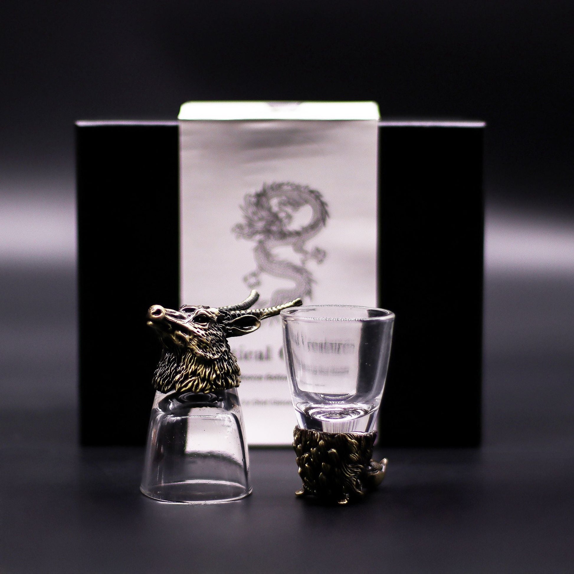 Gift Set of 6 Shot Glasses (50ml) - Wild Forest Creatures - Antique Bronze - Luna Temple